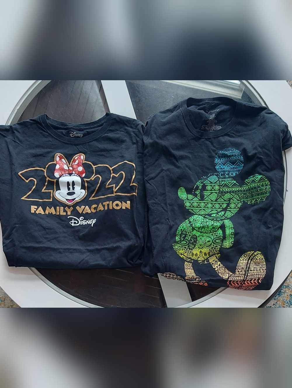 Disney Adult Black Minnie Mouse 2022 Vacation/ Black Mickey Mouse Graphic Tshirt